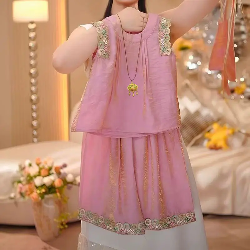 New Chinese-style girls' outfit, new Hanfu-style clothing, vest two-piece set, new Chinese Tang Dynasty style