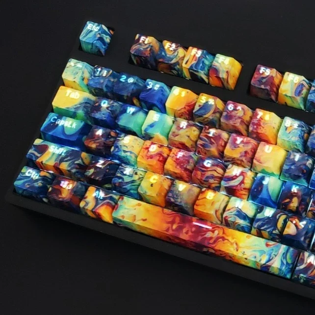 Starry Sky Personalized Mechanical Keyboard Keycaps Water Transfer Positive Engraving Light 87/104