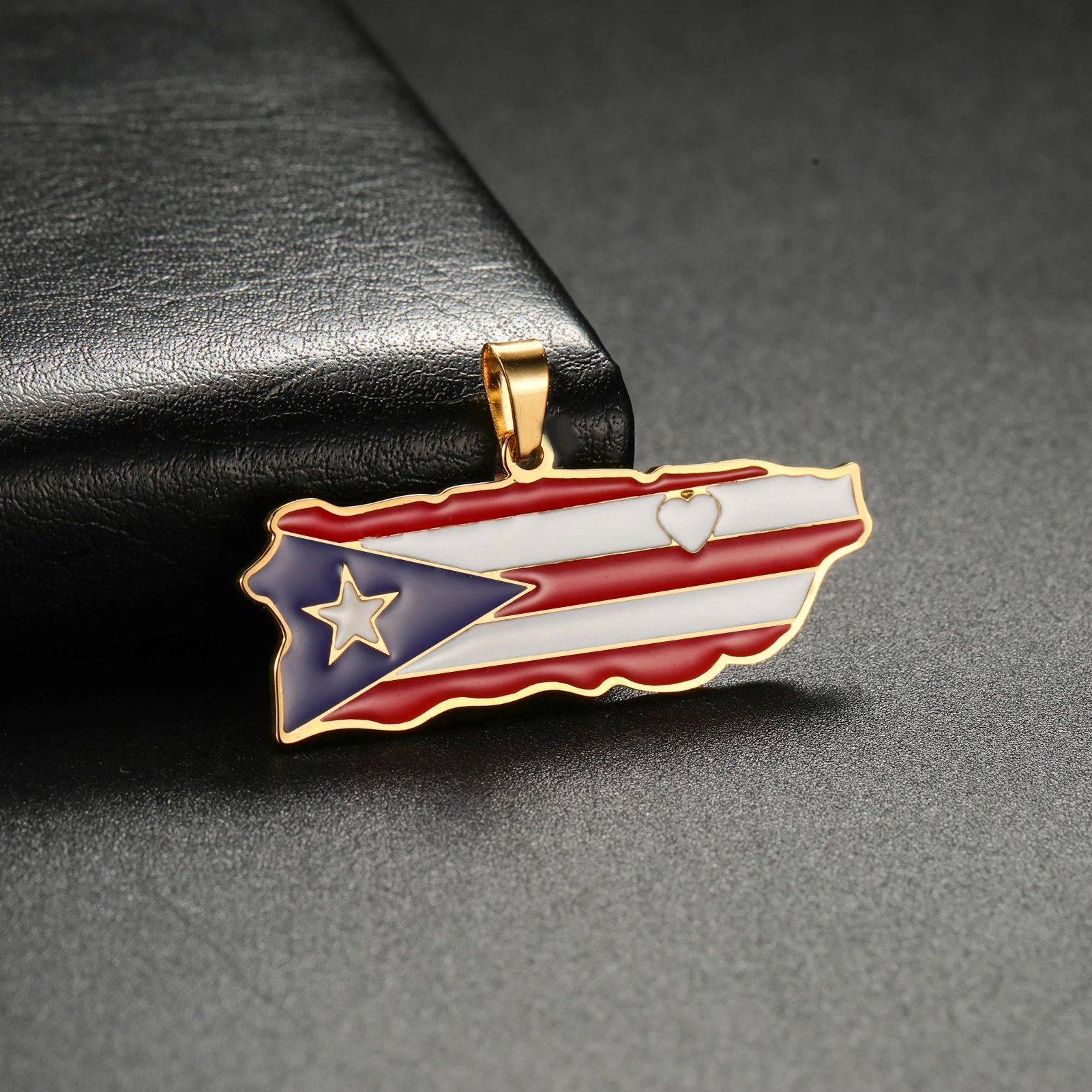 New Stainless Steel Puerto Rico Map Flag Pendant For DIY Necklace Earrings Keychain PR Puerto Ricans Jewelry Making Accessories