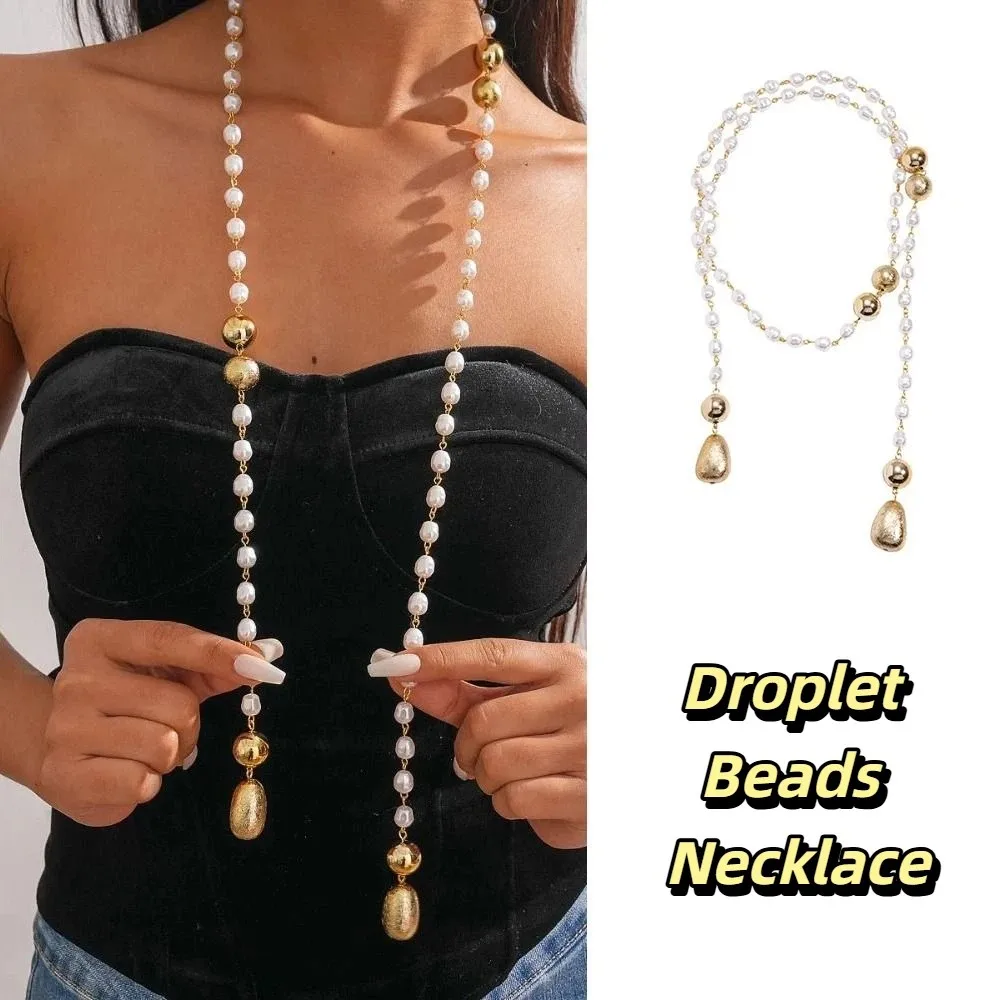 

Luxury Design Simulated Pearl Necklace Fashionable Style Retro Look Droplet Beads Necklace High-End Quality Unique Design