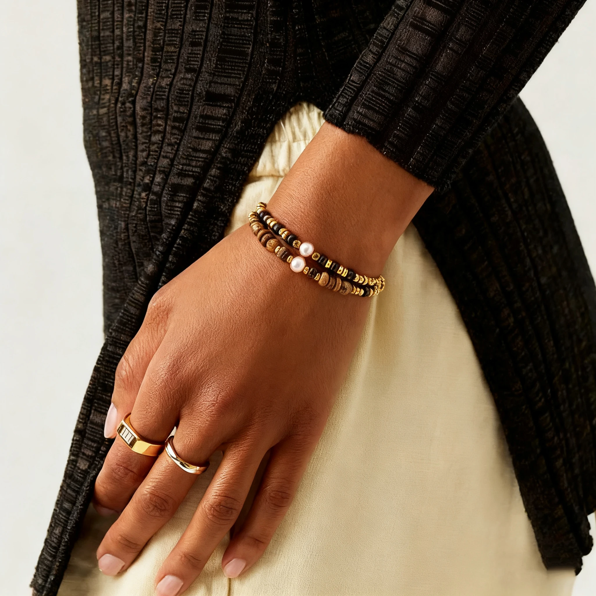 Jolivie Stainless Steel Natural Stone Bracelet For Women Daily Fashion Boho Style Jewelry Women's Hand Bracelets christmas gifts