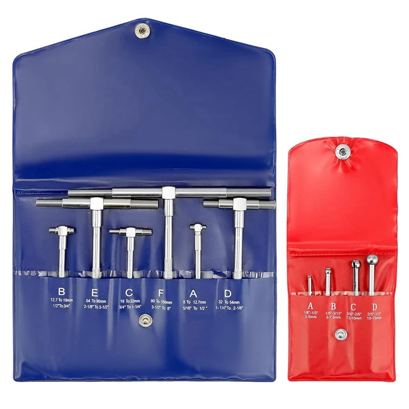 

Комплект телескопического калибра из нержавеющей стали - диапазон от 1/8 до 1/2 дюйма и Т-образный калибр, телескопический калибр, 6 шт., от 5/16 до 6 дюймов, прочный