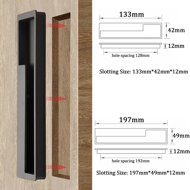 Manija de puerta corredera integrada con tornillos ocultos, manijas simples modernas para Granero, cajón, armario, tirador empotrado y perilla