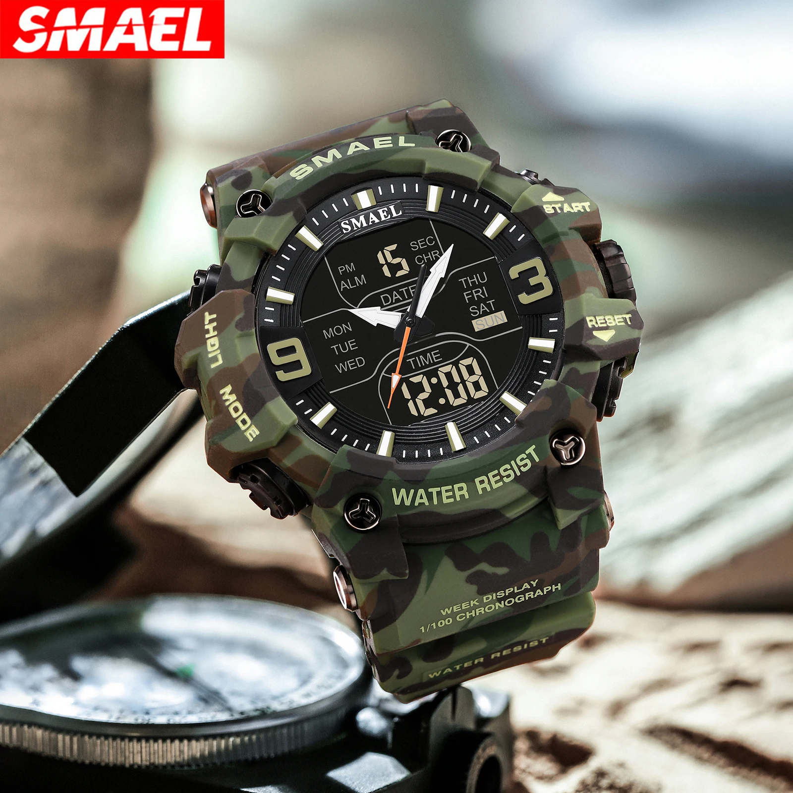 SMAEL 2024 new Men watches Sports Dual Display Analog Digital LED Electronic Quartz Waterproof relogio smael 8049 watch