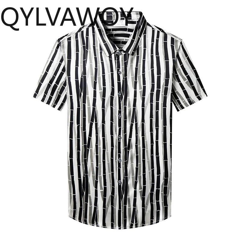 

QYLVAWOY 92.5% Real Mulberry Silk Summer Shirts for Men Short SleeveTops High-end Thin Clothes for Man Ventilate Casual Business