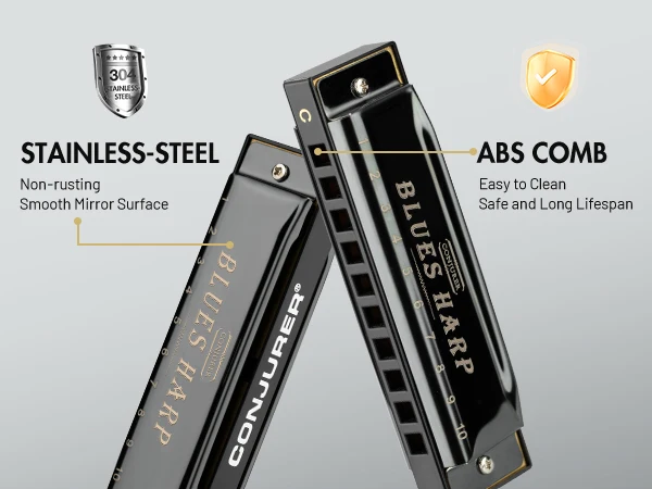 CONJURER Blues harmonica set with 3 keys (A,C,G) 10 Hole 20 Tone Diatonic for Adults Beginners Professionals