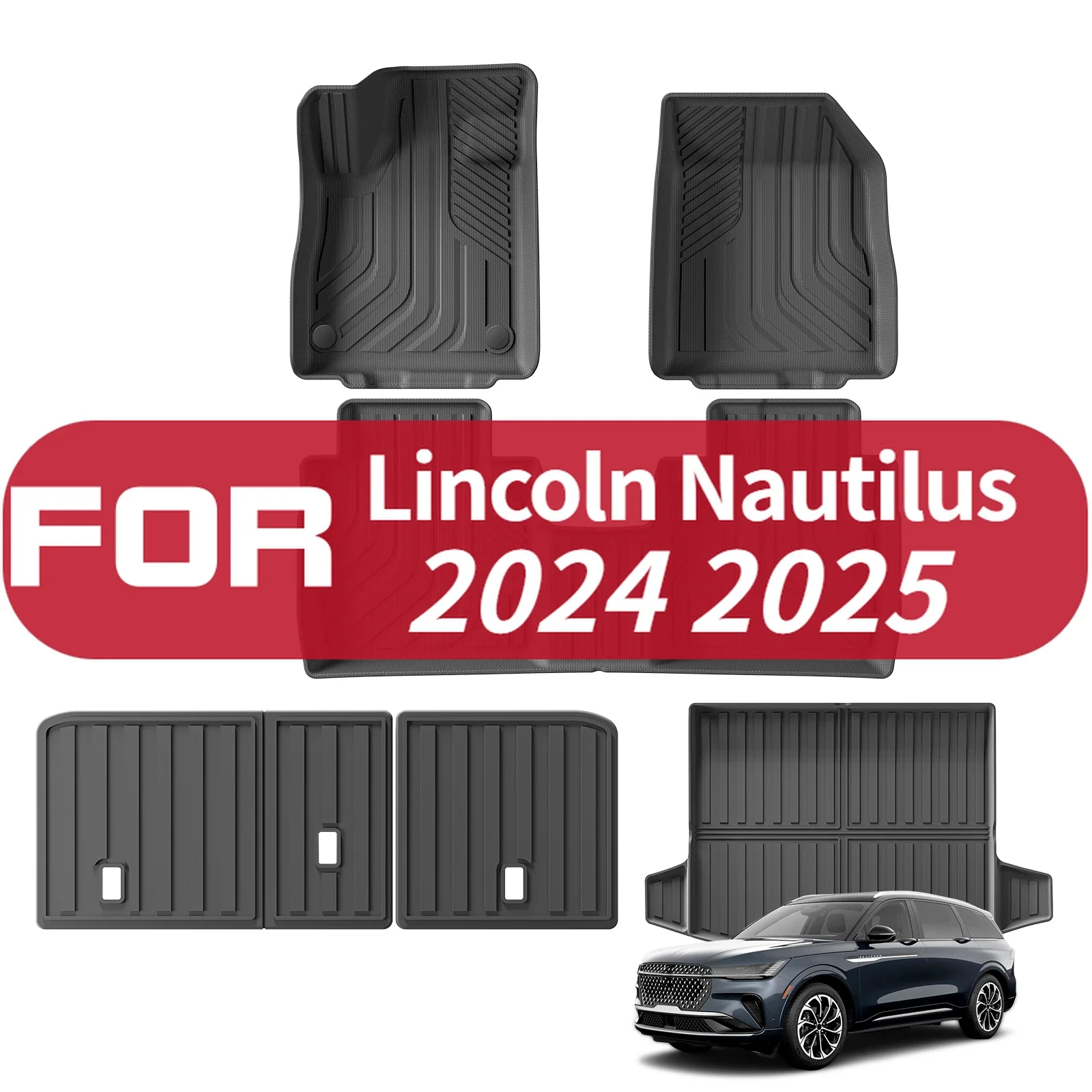 لينكولن نوتيلوس 2024 2025 أسود TPE ثلاثية الأبعاد الحصير سيارة البضائع بطانة الجذع وسادة اليد اليسرى محرك مخصص صالح سيارة حصيرة القدم حصيرة