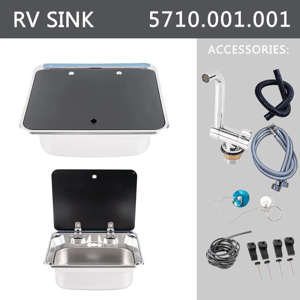 

Custom Logo Stainless Steel Hand Wash Basin RV Single Sink for Van Camper Trailer RV Caravan Boat