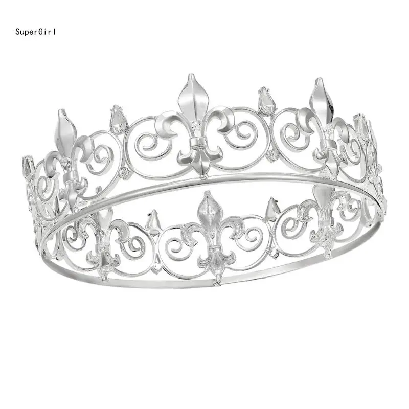 Men Crowns Male Headband for Birthday Wedding Queen Headpiece Cake Props J78E