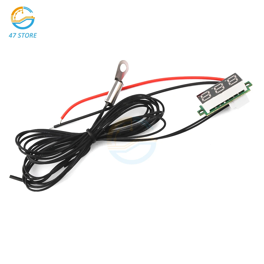 0.28 Inch DC 4-28V LED Digital Thermometer Temperature Sensor Detector Waterproof NTC Metal Probe Blue/Green/Red/White Display