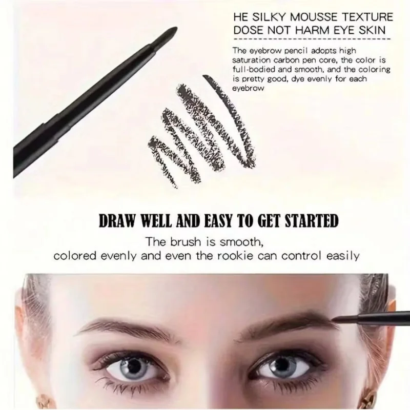 3pcs Smooth Waterproof Eyeliner Gel Pencil Black Eyeliner Soft Easy Wear High Pigment Matte Concealer Pen Lasting Eyes Makeup