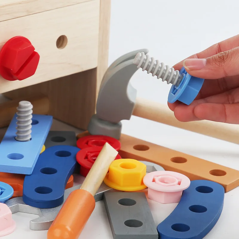 Planche occupée pour enfants, boîte à outils de réparation en bois, jeu de Simulation Montessori, outils à vis, panier, jouets éducatifs pour enfants