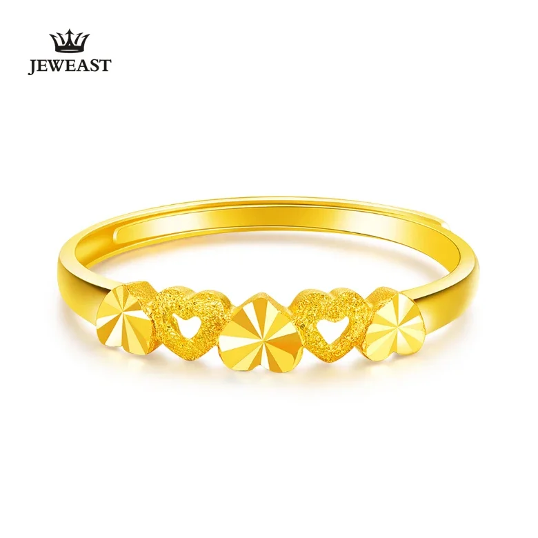 24k Gold Ring Female Heart Simple Exquisite Women Gift Party Trendy Fine Jewelry Wedding Rings Bands 2025 Engagement Classic
