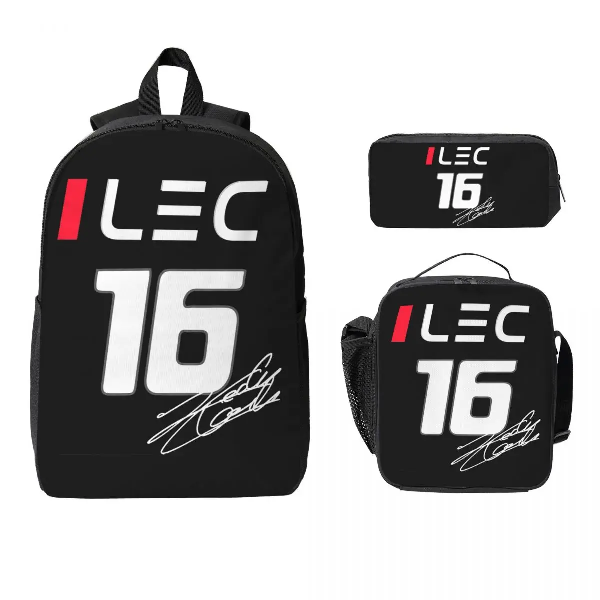 

Charles Leclerc 16 - F1 2024 Backpack Boys Girls BookBag School Bag Computer Shoulder Bags 3ps Insulated Lunch Bag Pencil Case