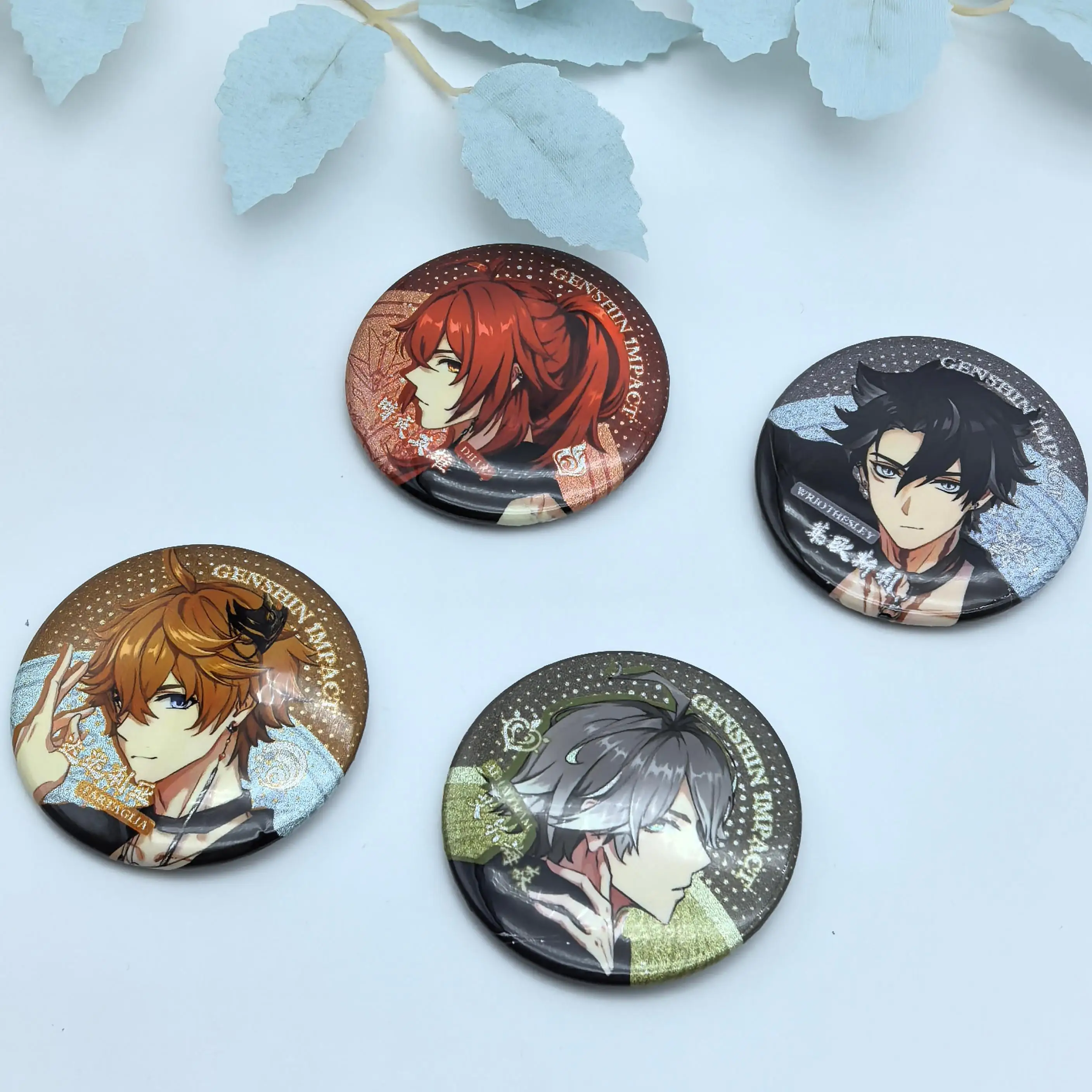 1PC Anime Game Genshin Wriothesley Tighnari Cool Reflective Badges Brooches Men Clothes Scarves Pins Decorations Beautiful Gifts