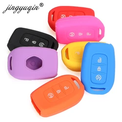 jingyuqin 3 Buttons Skin Silicone Remote Key Case For Renault Duster Sandero Logan Clio Captur Laguna Scenic Fob Holder Cover