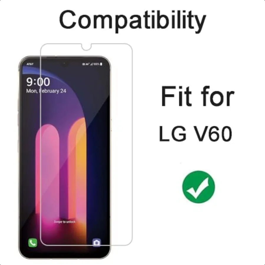 2 Pack Screen Protector for LG V60 Tempered Glass Film 9H Hardn Scratch Resistant High Definition
