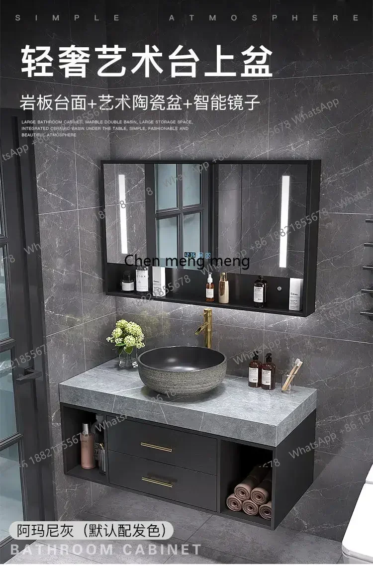 K182Black Bathroom Cabinet with Art Ceramic Above Counter Basin Modern Bathroom Vanity Cabinets Sink with Mirror Bathroom Furnit