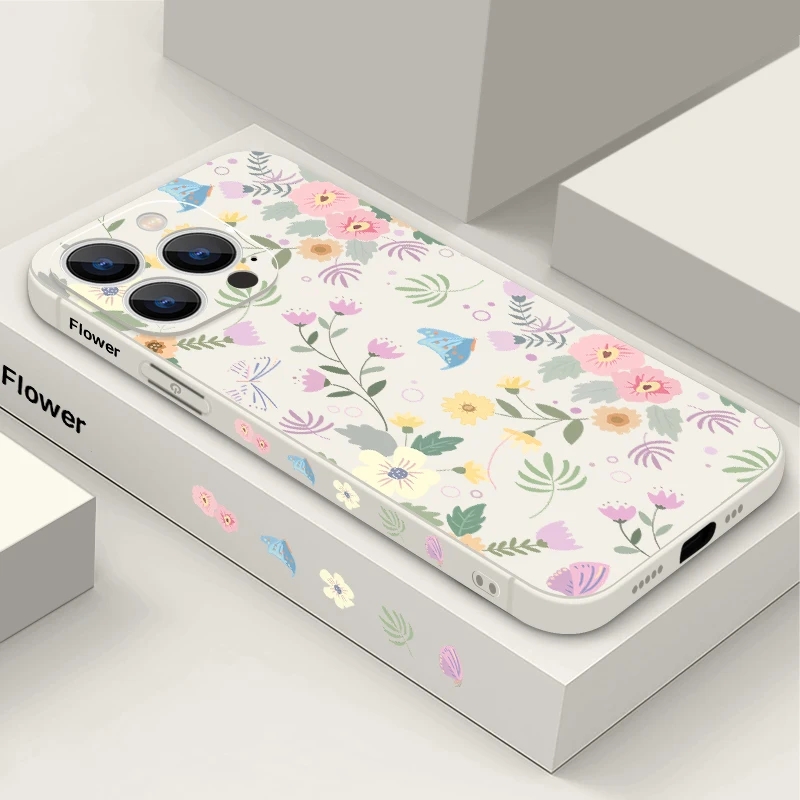 Romantische Gartenblätter-Muster-Hülle für iPhone 17 16 15 14 Pro Max 16 Plus 13 12 Pro Air 11, stoßfeste weiche Silikon-Telefonabdeckung