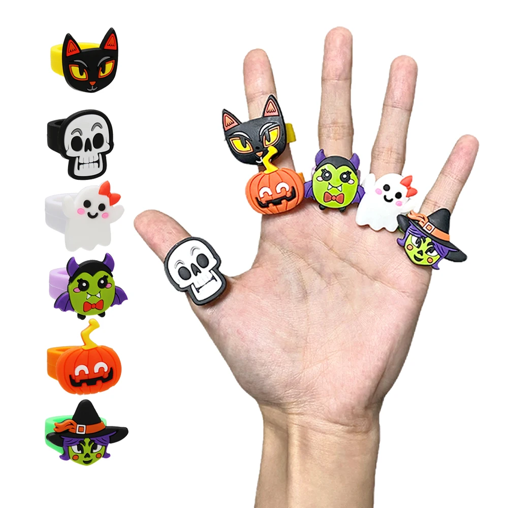 Halloween Day of the Dead Ring Finger Decoration Witch Monster Pumpkin Children Girls Birthday Party Decor Supplies Terror props