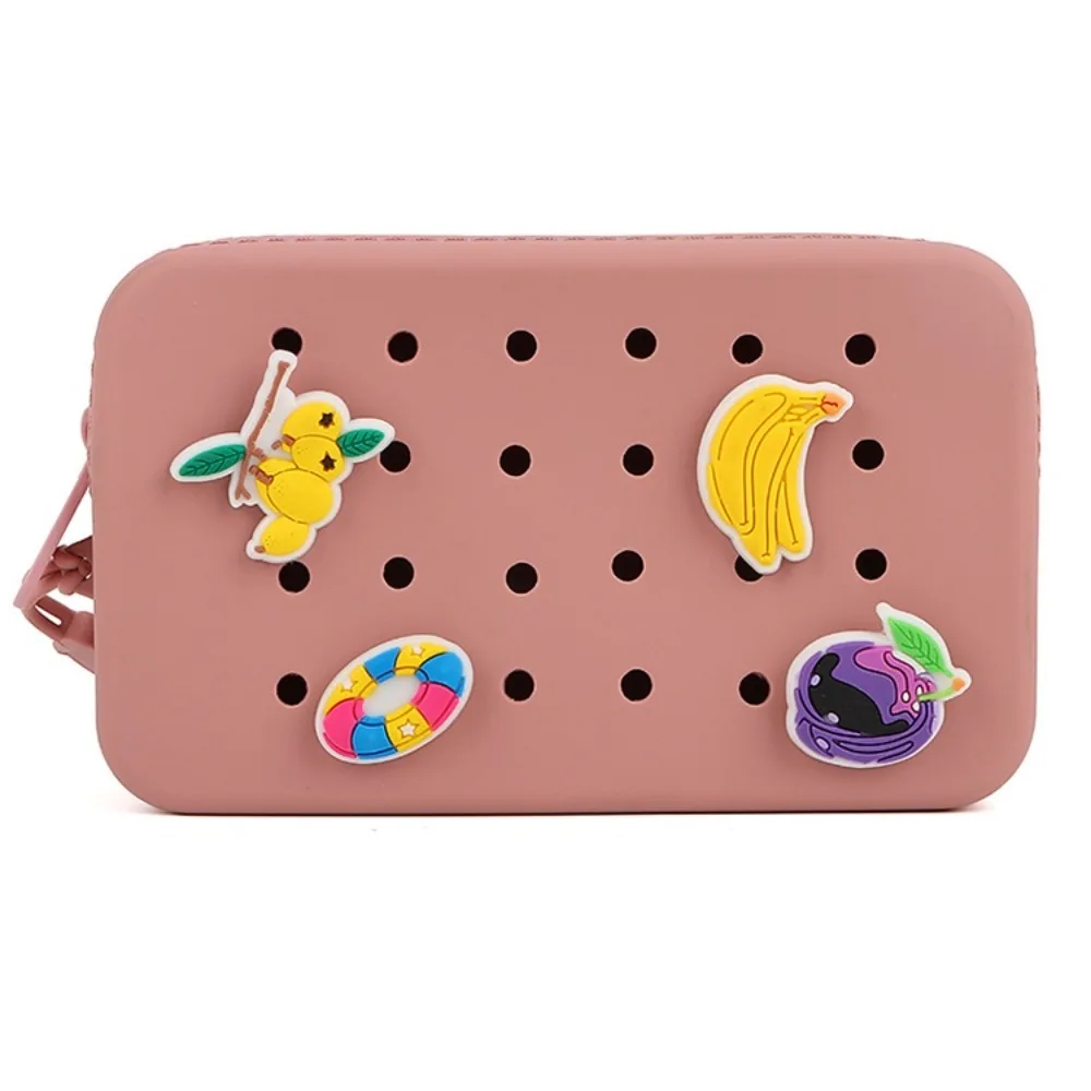 

Durable DIY Coin Purse Silicone Multi-Function Card Holder Zipper Holes Money Bag