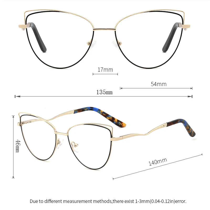 Ceofy Vintage Metal Women Glasses Frame Retro Computer Optical Cateye Eyewear Myopia Hyperopia Prescription Glasses GK1108