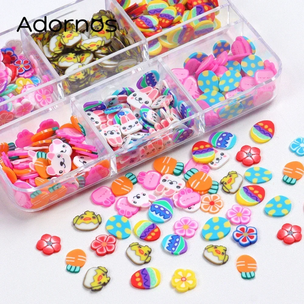 Mixed Easter Egg Cartoon Rabbit Polymer Clay Slices Sprinkles Slime Mold Resin Filler Accessories DIY Crafts Art Manicure Decor