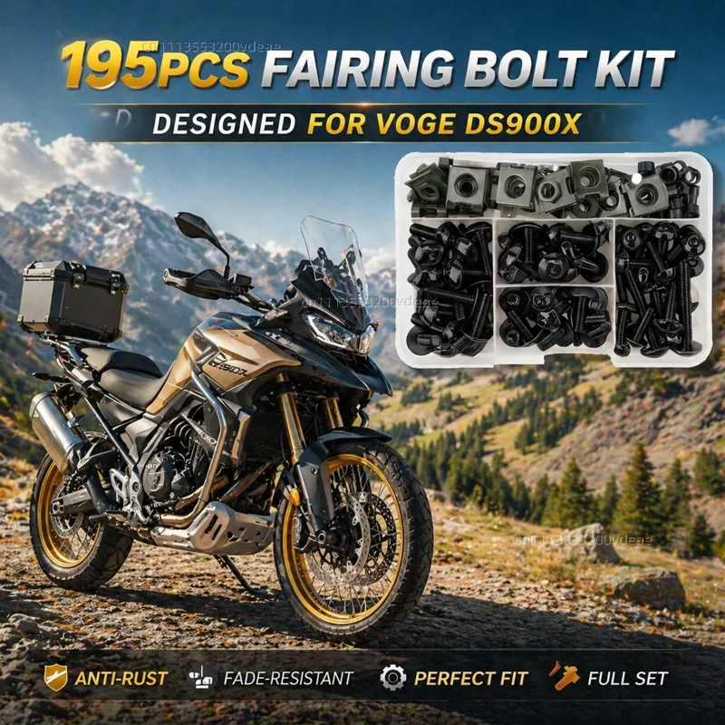 195Pcs Motorcycle Fairing Bolt Screws Kit Nut Clips For VOGE 900 DSX DSX900 DS 900X 900DSX CNC Fastener Hardware Bodywork Repair