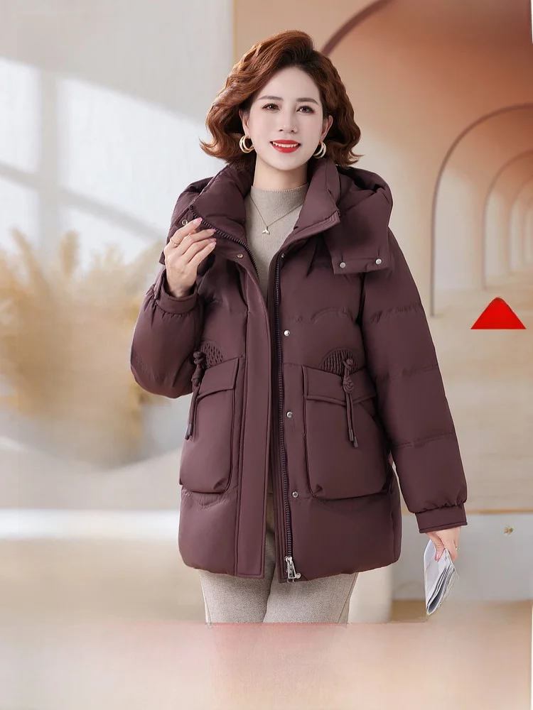 

Утепленная куртка средней длины со съемным капюшоном, бантом и наполнителем из полиэфирного волокна, повседневная, теплая