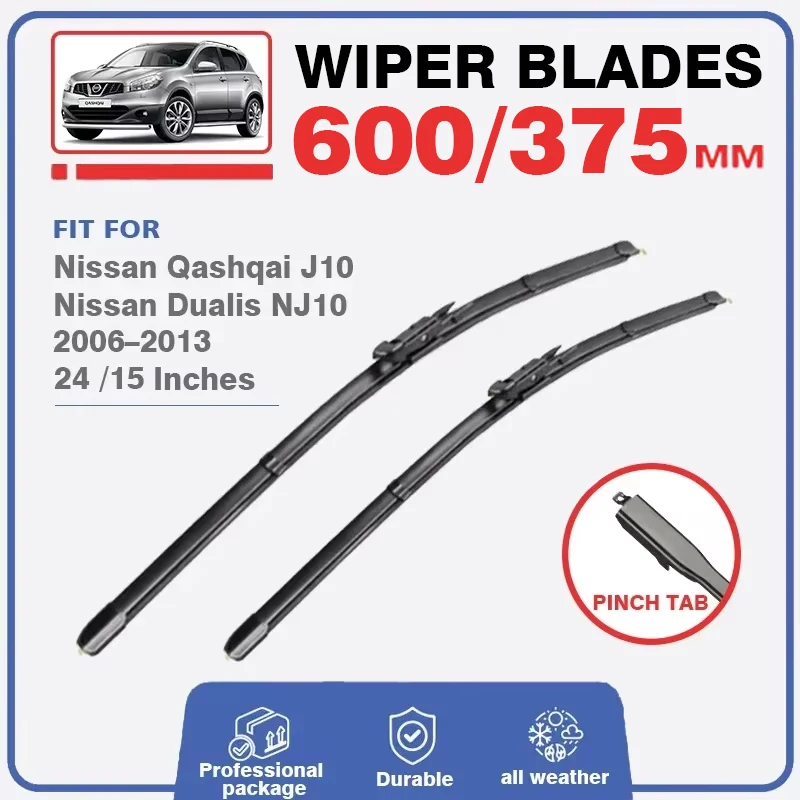 Front Rear Wiper Blades Set For Nissan Qashqai J10 2006-2013 Dualis NJ10 Brush Rubber Windshield Windscreen Window 24\