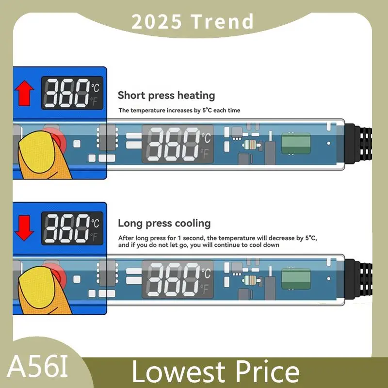 Электрический паяльник ABDD 90 Вт P907, регулируемая температура, ЖК-цифровой дисплей с переключателем, сварочные инструменты для ремонта