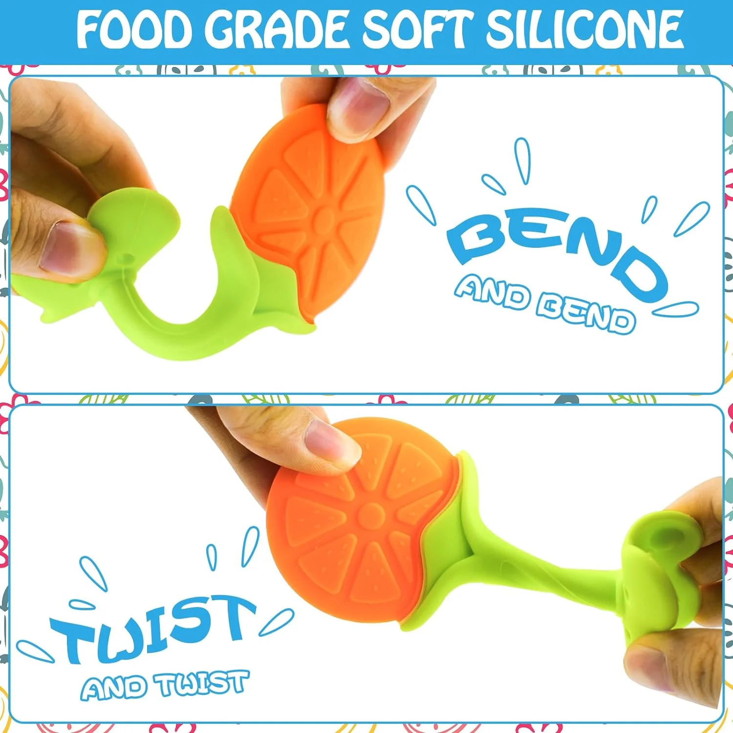 Fruit shaped silicone teeth grinding stick for preventing babies from eating, relieving anxiety during teething period