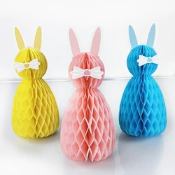 3 stuks Mini Paashaas Honingraat DIY Paasdecoraties Roze Blauw Geel Bunny Honingraat Lente Pasen Decors Bunny Themafeest