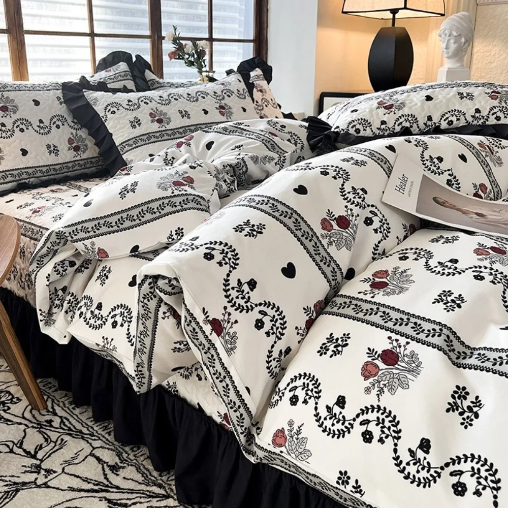 French Style Universal in All Seasons Thickened Bed Sheet Princess Style Lace Bed Skirt Pillowcase Quilt Cover Four-piece Set 3