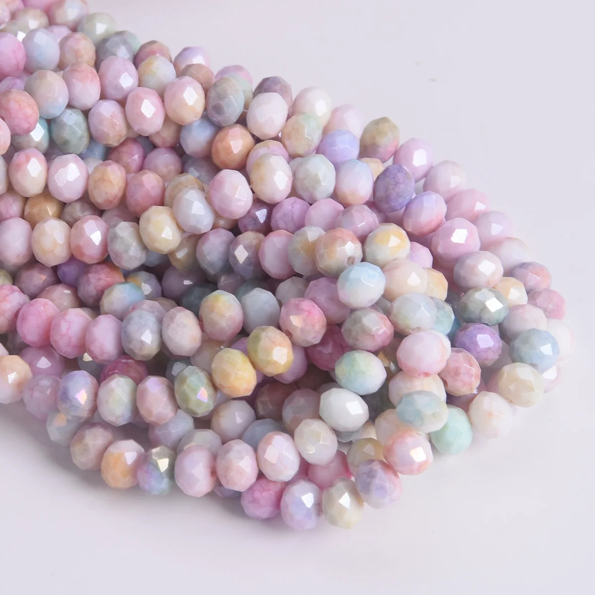 Mixed Colors Rondelle Shape 6x5mm 8x6mm Faceted Opaque Glass Loose Spacer Beads Lot For Jewelry Making DIY Bracelet Findings - Image 3