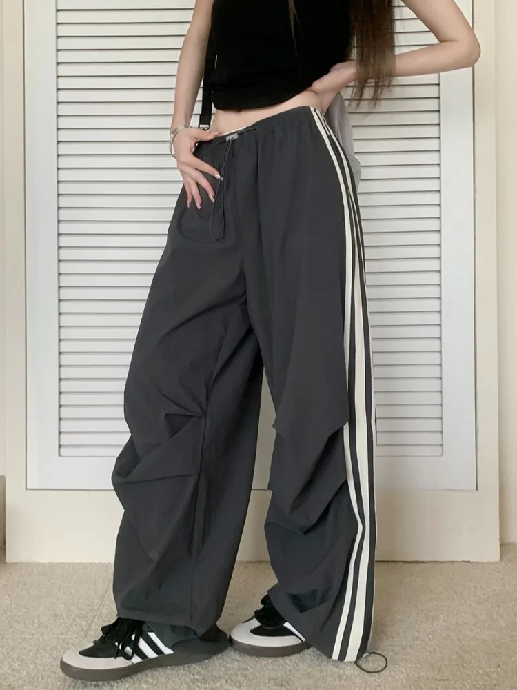 Deeptown Y2k Harajuku Striped Cargo Pants Woemen American Retro Streetwear Casual Hip Hop Sports Jogging Baggy Trousers 2024