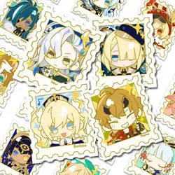 50 Pieces of Q Animation Game Yuanshen Genshin Impact Stamp Stickers Cute Sticker Diy Journal Notebook Anime Stickers for Kids