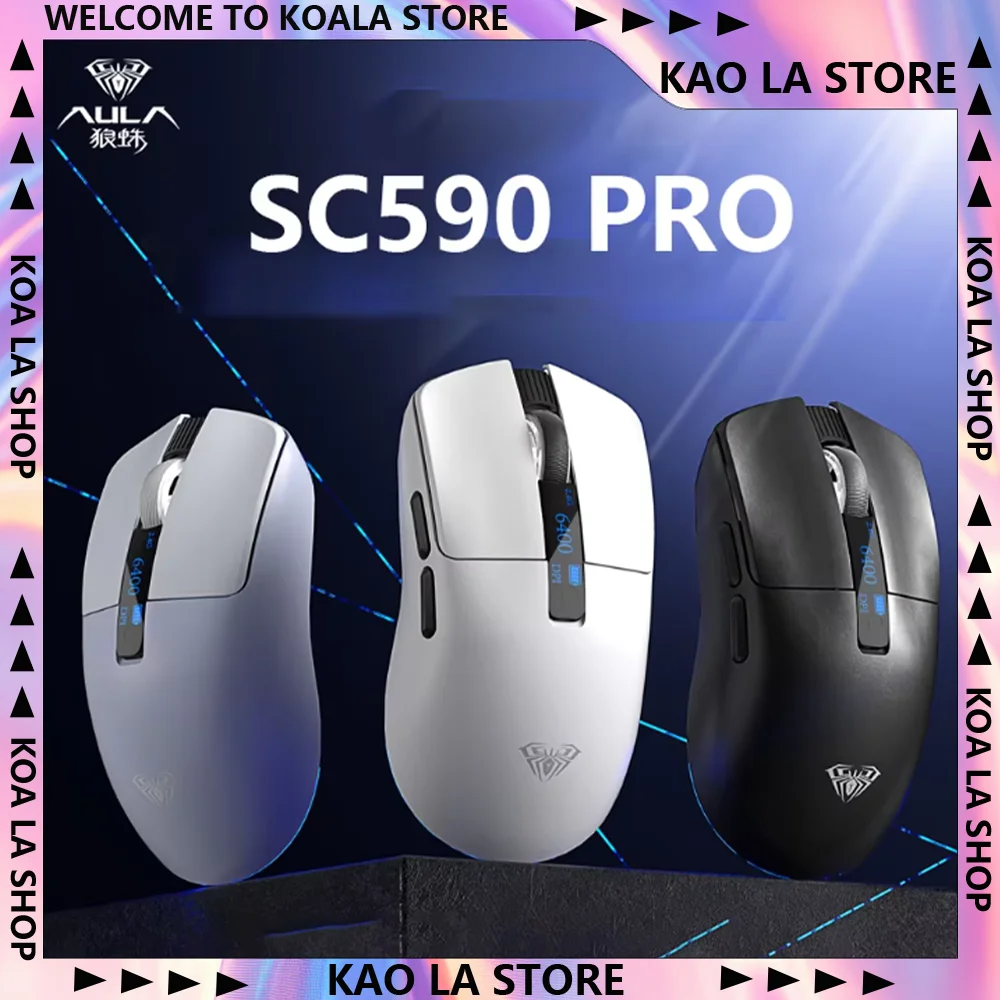 

Aula Sc590pro Wireless Mouse with Smart Screen Tri-Mode Paw3311 20000dpi Ultra Light Bluetooth Gaming Mouse Laptop Pc Accessorie