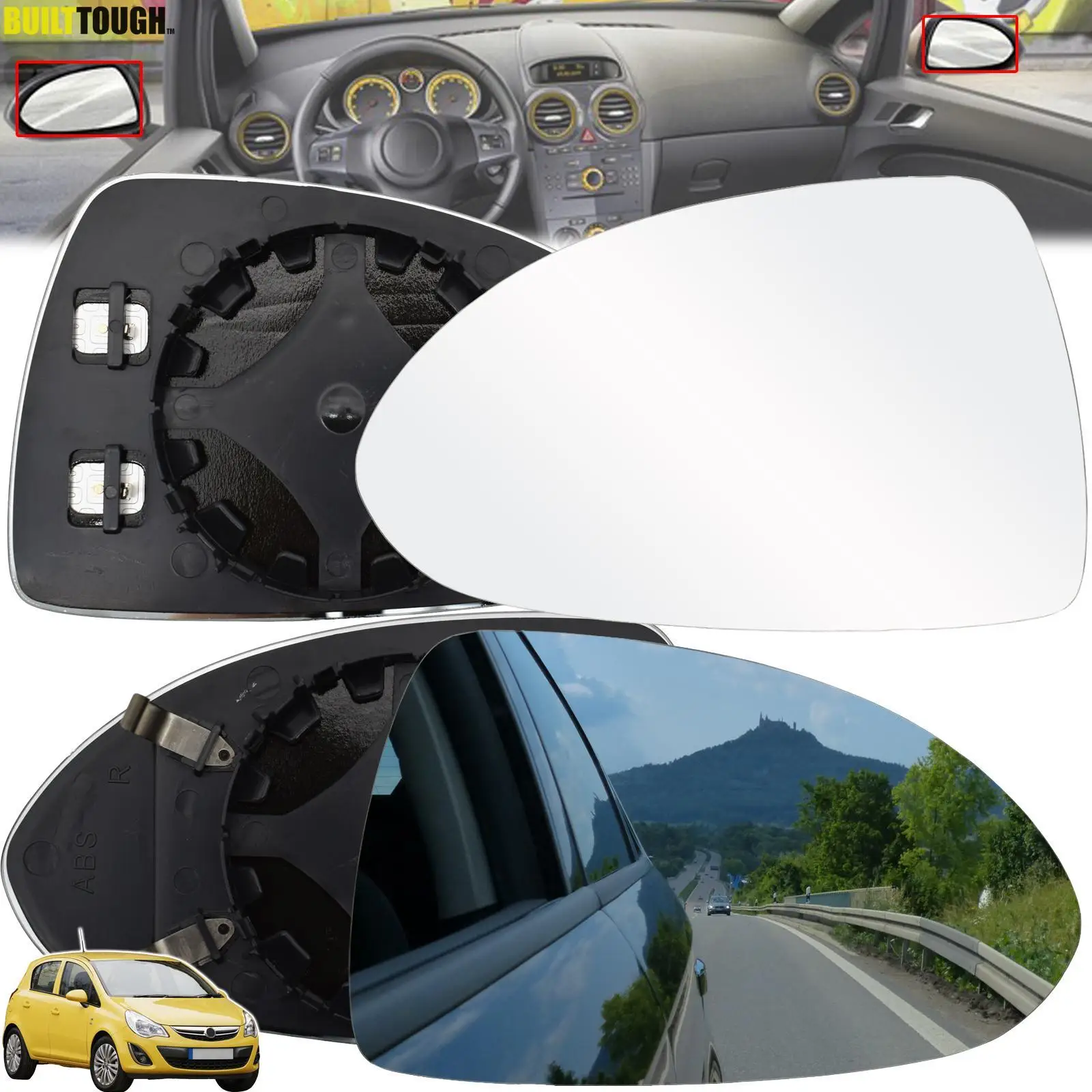 For Opel / Vauxhall Corsa Mk3 D 2006 - 2014 Mk4 E 2014 - 2020 Left Right Side Wing Mirror Glass Heated 1426555 1426558 Exterior