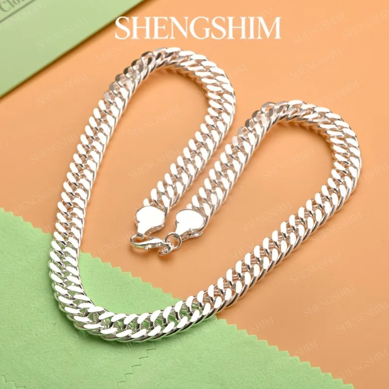 SHENGSHIM 925 Sterling Silver Chunky Curb Chain Snake Chain Necklace For Men Women Fashion Jewelry Hip Hop Birthday Party Gift