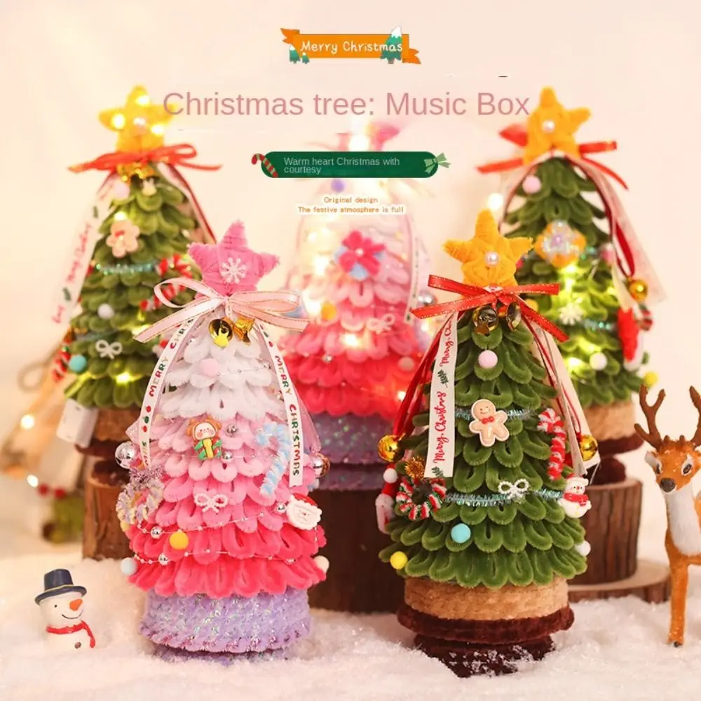 Conjunto de limpadores de cachimbo de natal feitos à mão artesanato dos desenhos animados árvore de natal chenille hastes torção de pelúcia árvore de natal diy torção vara