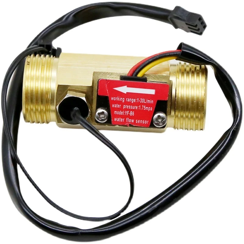 1/2" 3/4" Wasserdurchflusssensor-Schalter mit Temperaturerkennung für Turbinen-Flüssigkeitssensor, Kupfergehäuse, Hall-Durchflussmesser – Detail 7
