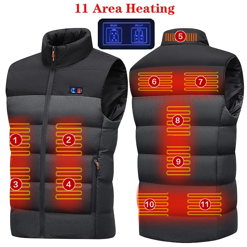 

Winter Heat Vest 11 Places Zones Thermal Clothing Washable Outdoor Heating Jacket Splicing Electric Heated Vest Thermostatic