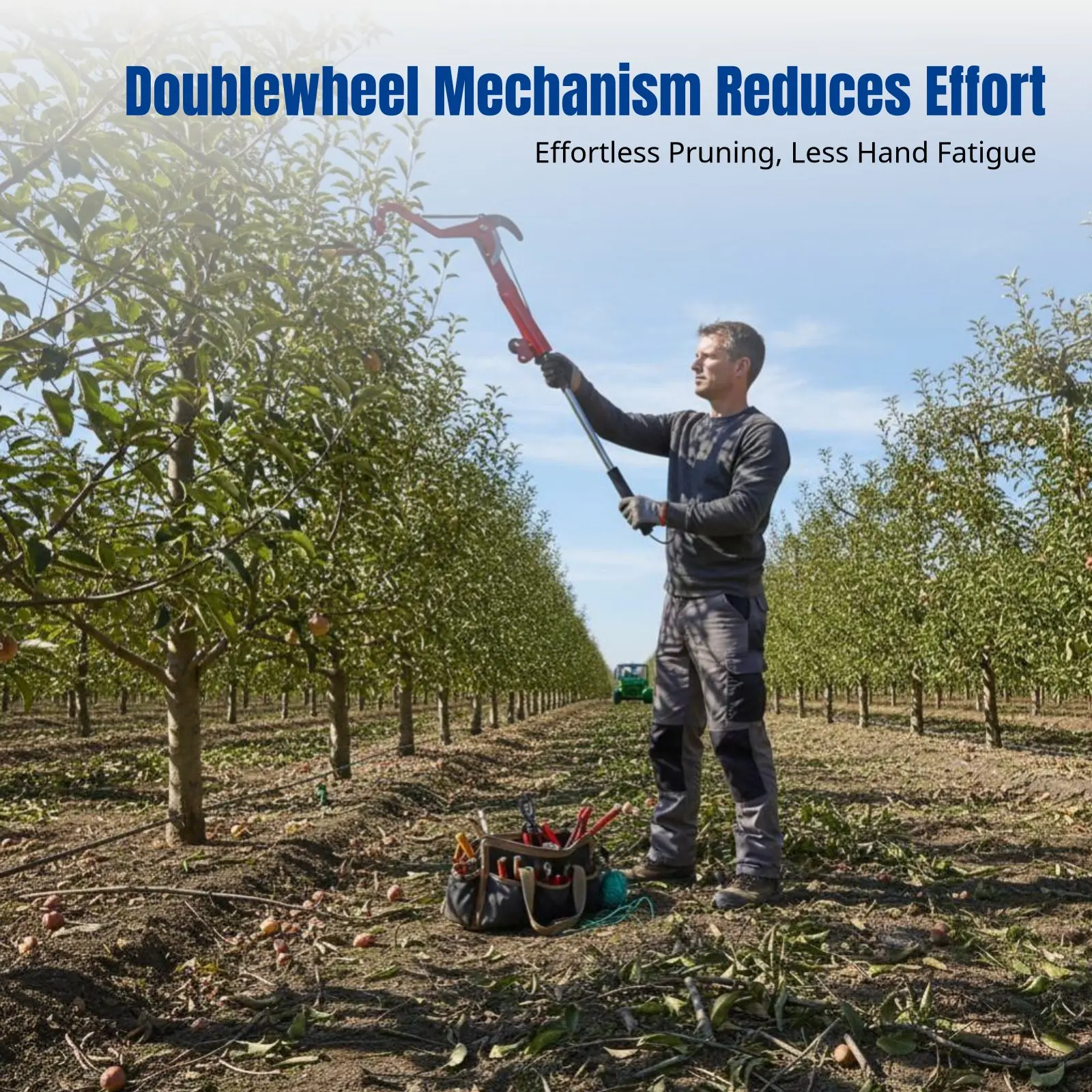 Telescopic Pole Pruner, Extendable Fruit Picker, Double Wheel, Tree Trimming Tool