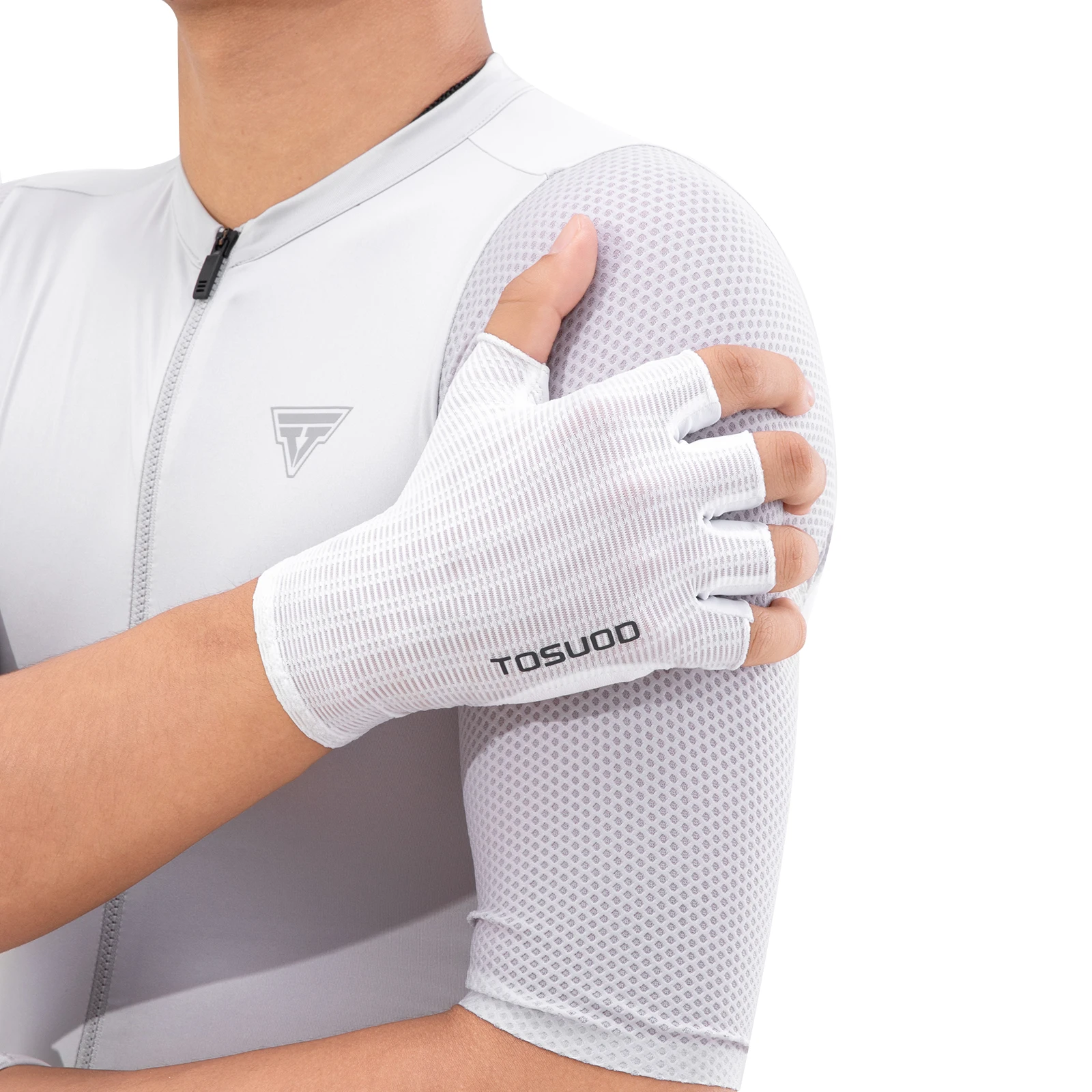 TOSUOD Fahrradhandschuhe aus Schafsleder Halbfinger Sommer Rennrad und Mountainbike Kurzfinger-Handschuhe Atmungsaktiv – Detail 13