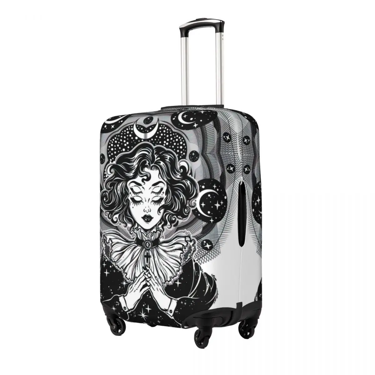 Girl Portrait With Four Eyes, Sacred Space Circle Luggage Protective Dust Covers Elastic Waterproof 18-32inch Suitcase Cover