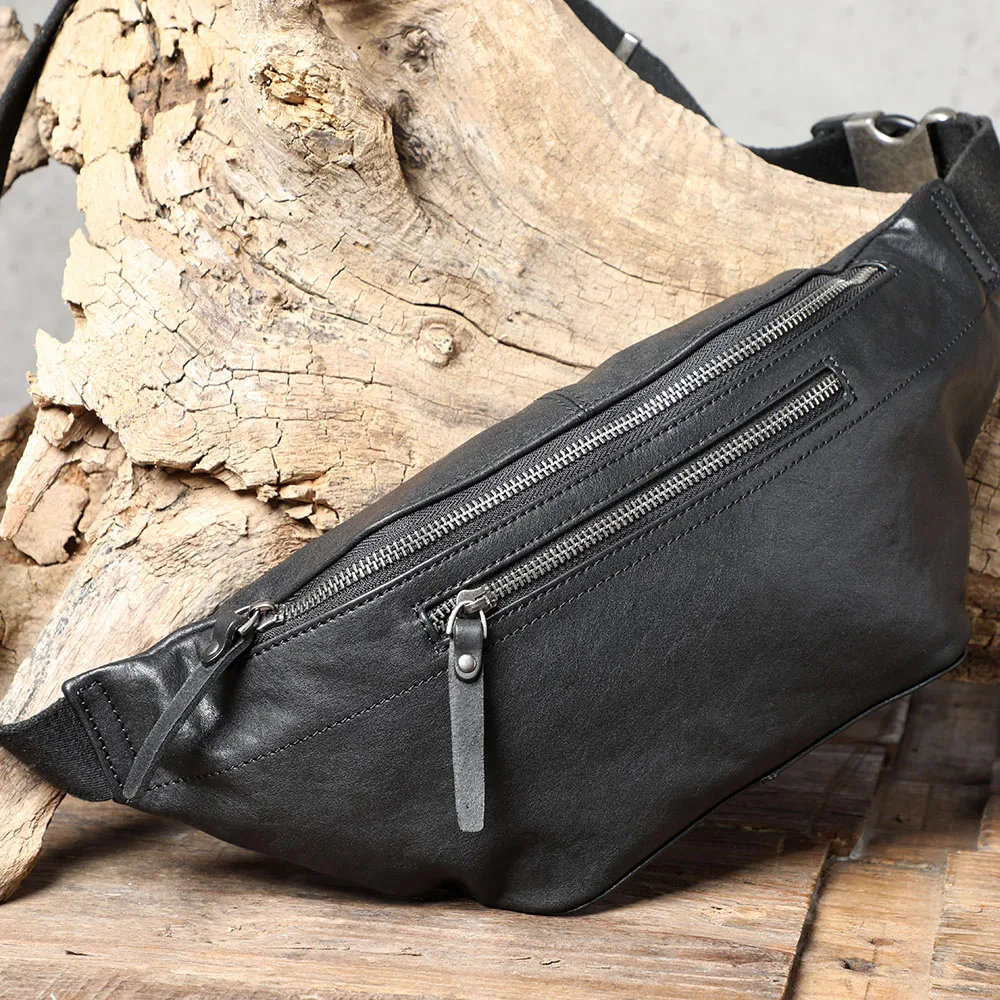 S.WORKER Lässige Herren-Brusttasche aus hochwertigem Leder | Modische Umhängetasche für Herren aus echtem Leder – Detail 10