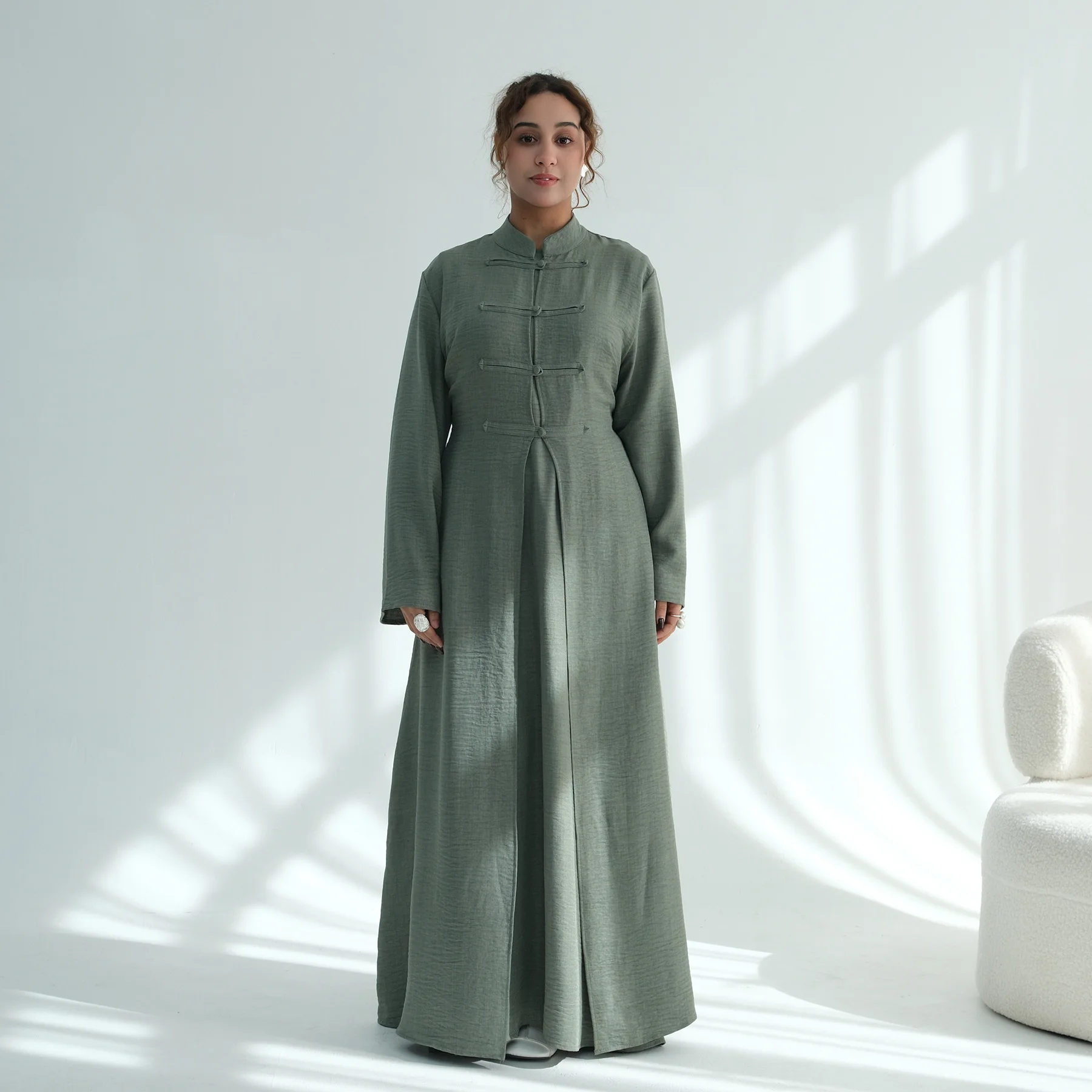 Eid Abaya Dress Women 2 Piece Set Chinese Style Muslim Jalabiya Ramadan Dubai Vestidos Largos Party Arab Long Robe Kaftan 2026 view 3