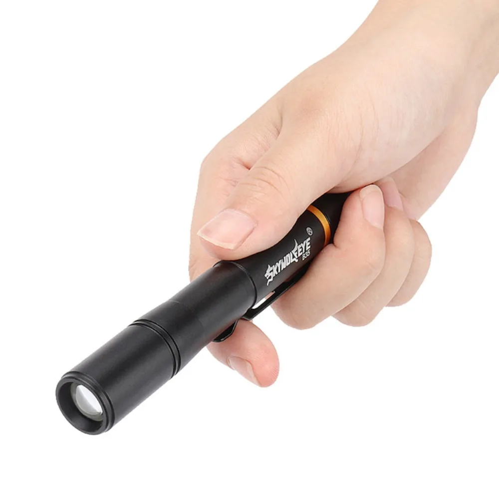 Tactical Pen Light  Rechargeable AAA LED Flashlight with Clip  Adjustable White  Amber Light Pocket Sized  Camping Hiking