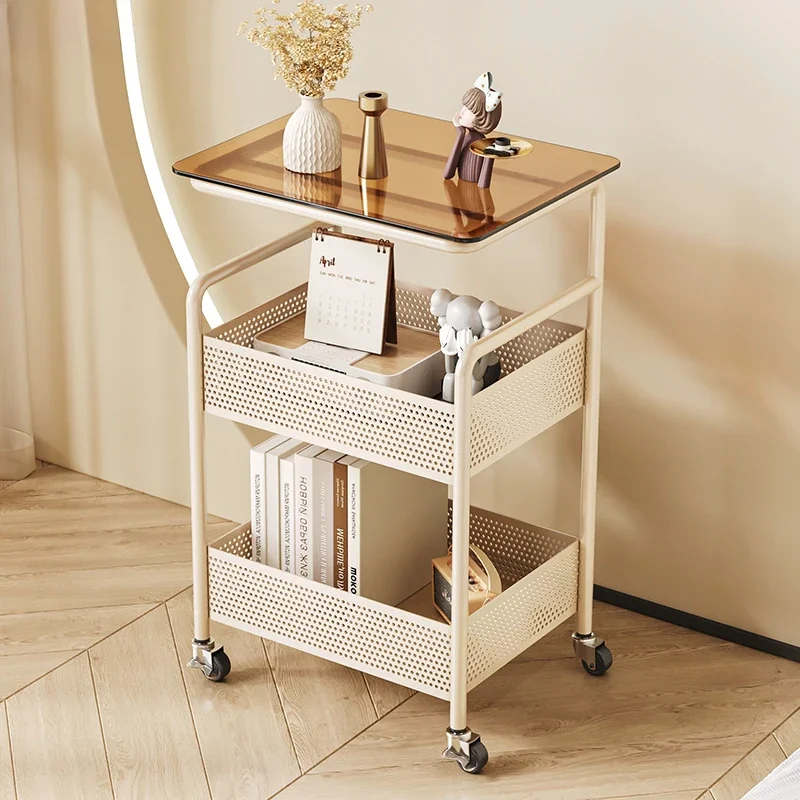 

Cream Style Salon Trolley Move Glass Bedroom Household Salon Trolley Transparent Save Space Carrito Commercial Furniture